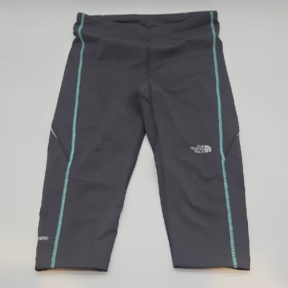 The North Face Pants - The North Face Gray Capri Leggings with Teal Contrast Piping